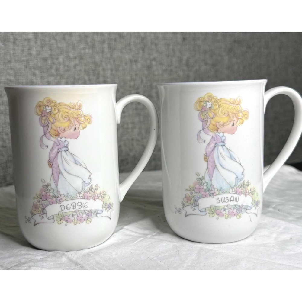 Vintage 1989 Precious Moments Ceramic‎ Mug Personalized "Debbie" "Susan"